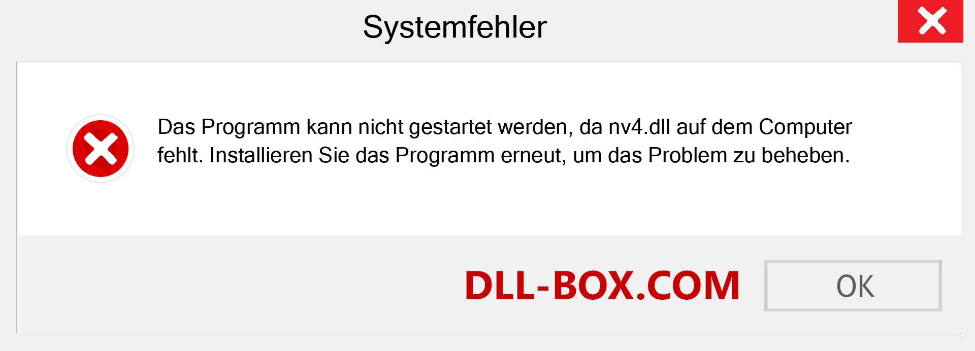 nv4.dll-Datei fehlt?. Download für Windows 7, 8, 10 - Fix nv4 dll Missing Error unter Windows, Fotos, Bildern