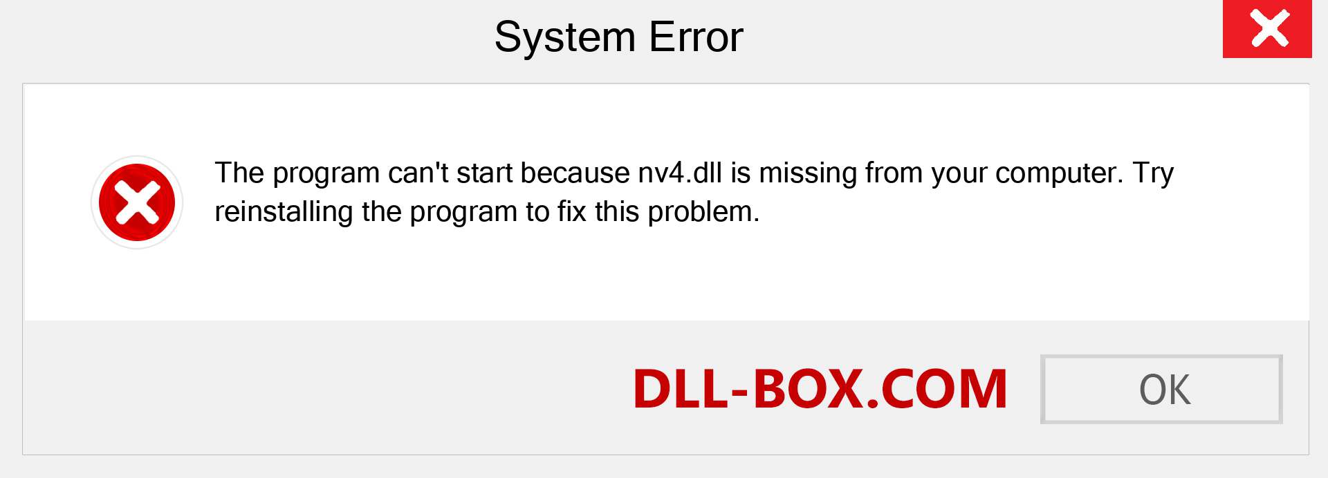  nv4.dll file is missing?. Download for Windows 7, 8, 10 - Fix  nv4 dll Missing Error on Windows, photos, images