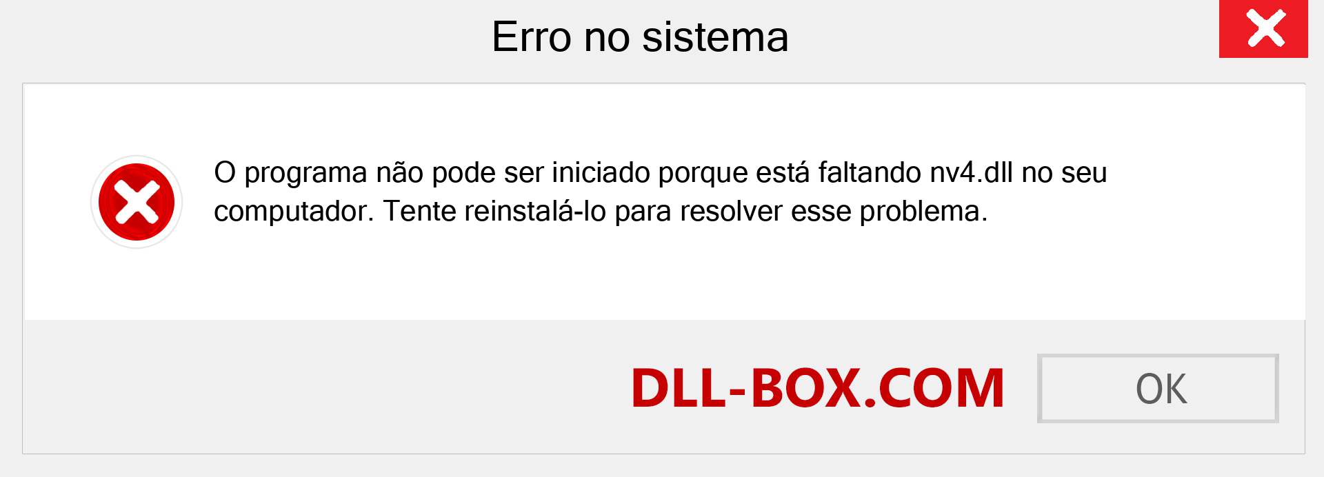 Arquivo nv4.dll ausente ?. Download para Windows 7, 8, 10 - Correção de erro ausente nv4 dll no Windows, fotos, imagens